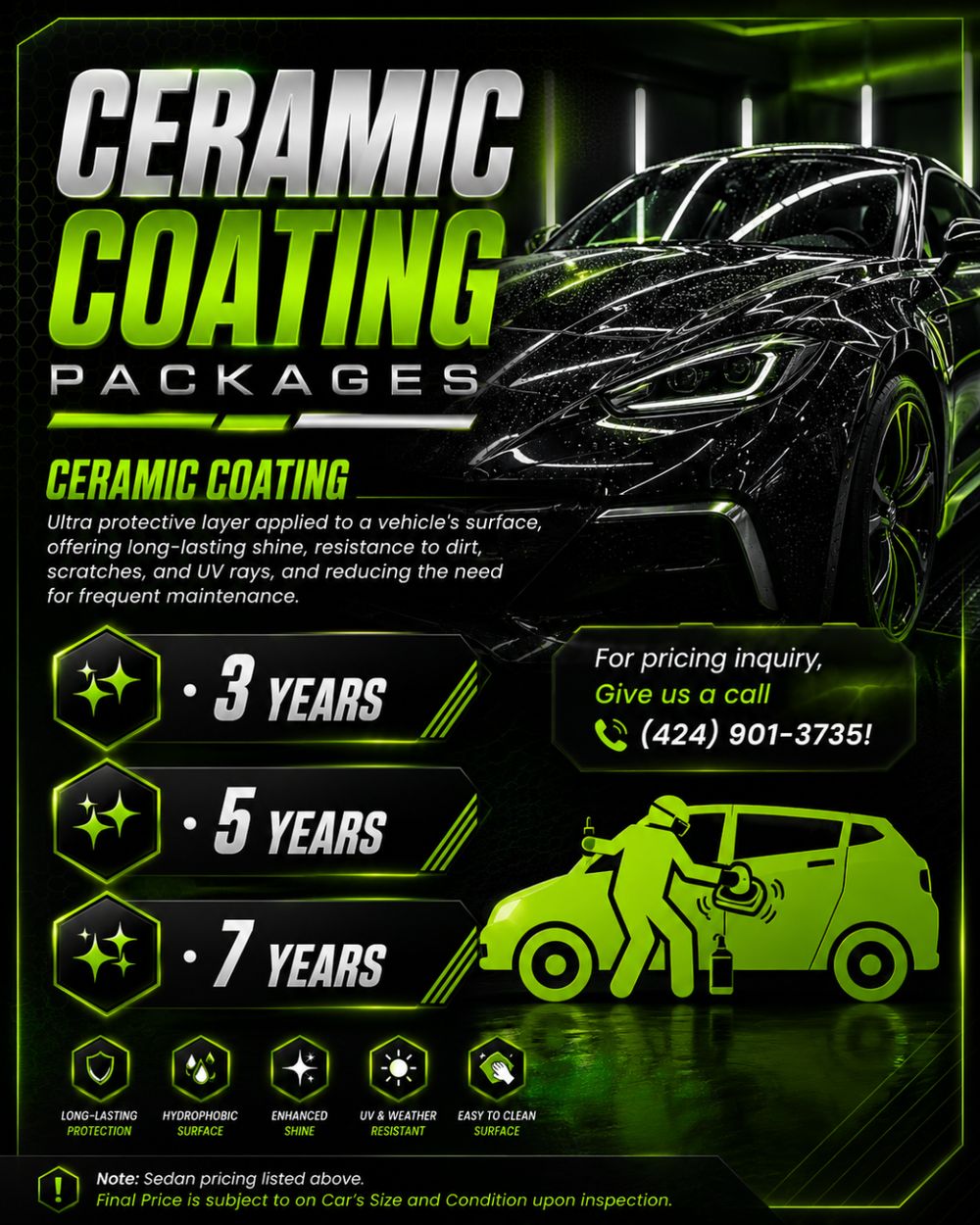 Ceramic coating packages: 3, 5 and 7 years